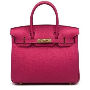 30CM Classic Togo Leather Satchel Bag - Barbie Pink